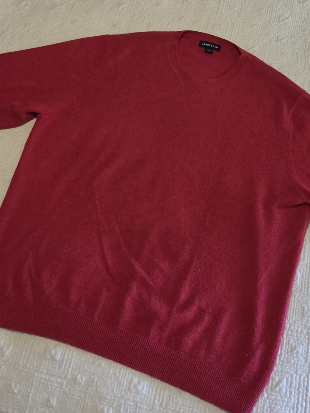 Lands' End Men's Cashmere Crewneck Sweater, Size Large
